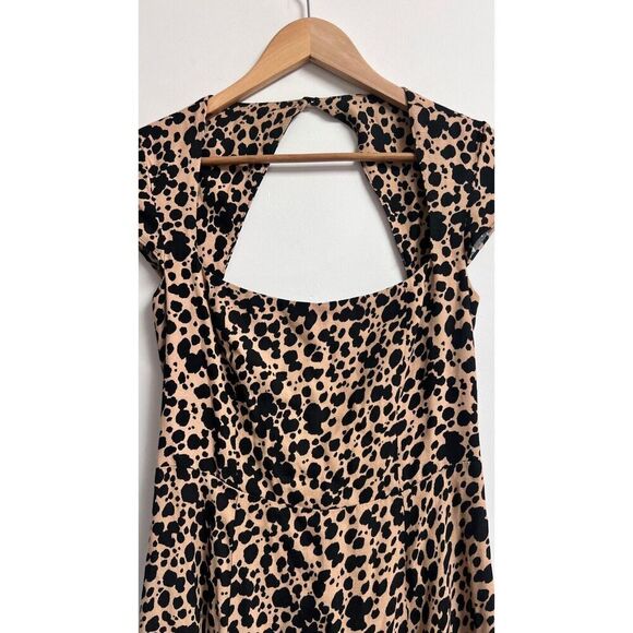 Reformation Elton Midi Dress Womens Size 0 Leopard Print Cutout Short Sleeve - Picture 5 of 8